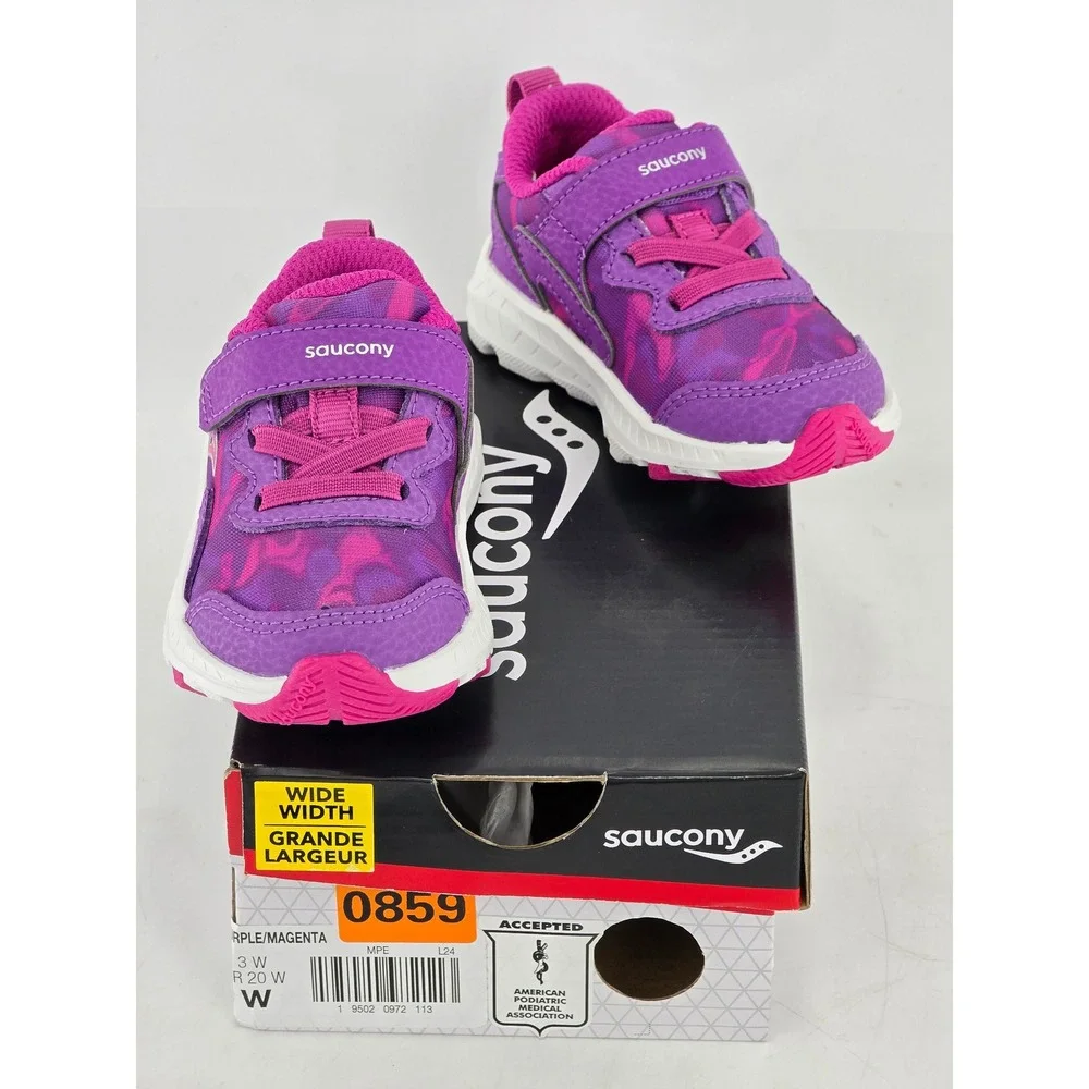 Saucony Ride 20 Sneakers Toddler 3 W Purple Magenta Hook Loop - New